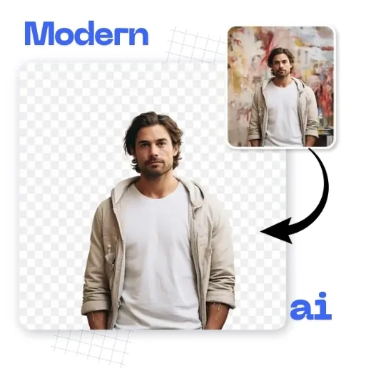 Portrait photo with the background removed to a clean backdrop